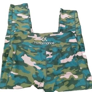 Calvin Klein Performance Leggings Womens  Green Blue Pink Camo Wick‎ Sz L